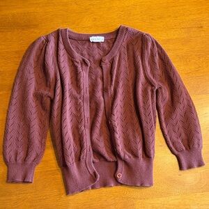 Jamie Kay Openwork Button Cardigan - Mauve Plum